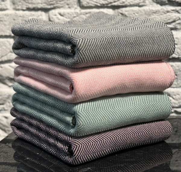 Pure Wool Block Herringbone Throw
